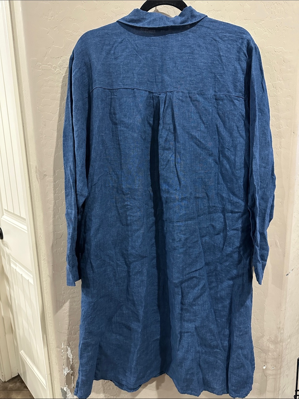 Eileen Fisher Indigo Blue 100% organic Linen button down dresses - Picture 4 of 5